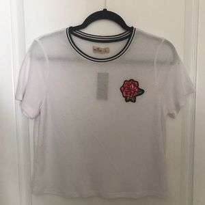 Hollister cropped rose shirt
